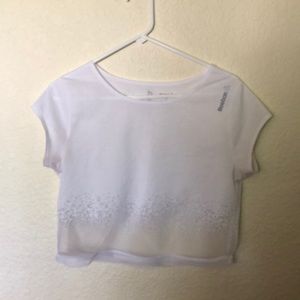 Reebok sheer white workout gym crop top